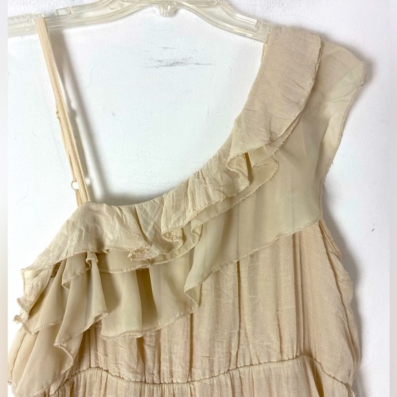 Miss Lili Womens Cream One shoulder Ruffle Dress SzL (sku331) - Picture 2 of 14